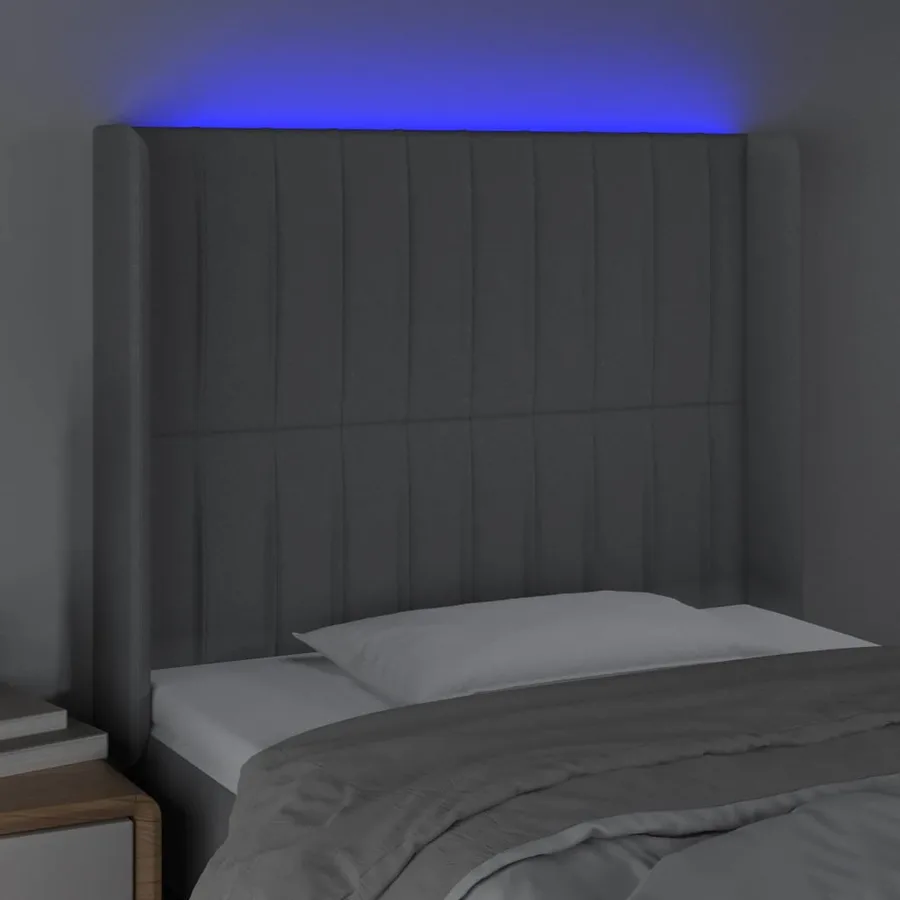 Tête de lit à LED Gris clair 93x16x118/128 cm Tissu - 4