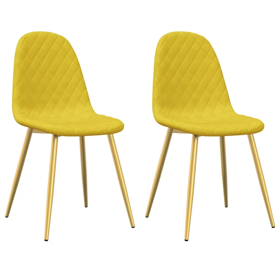 Chaises à manger lot de 2 Jaune moutarde Velours - 2