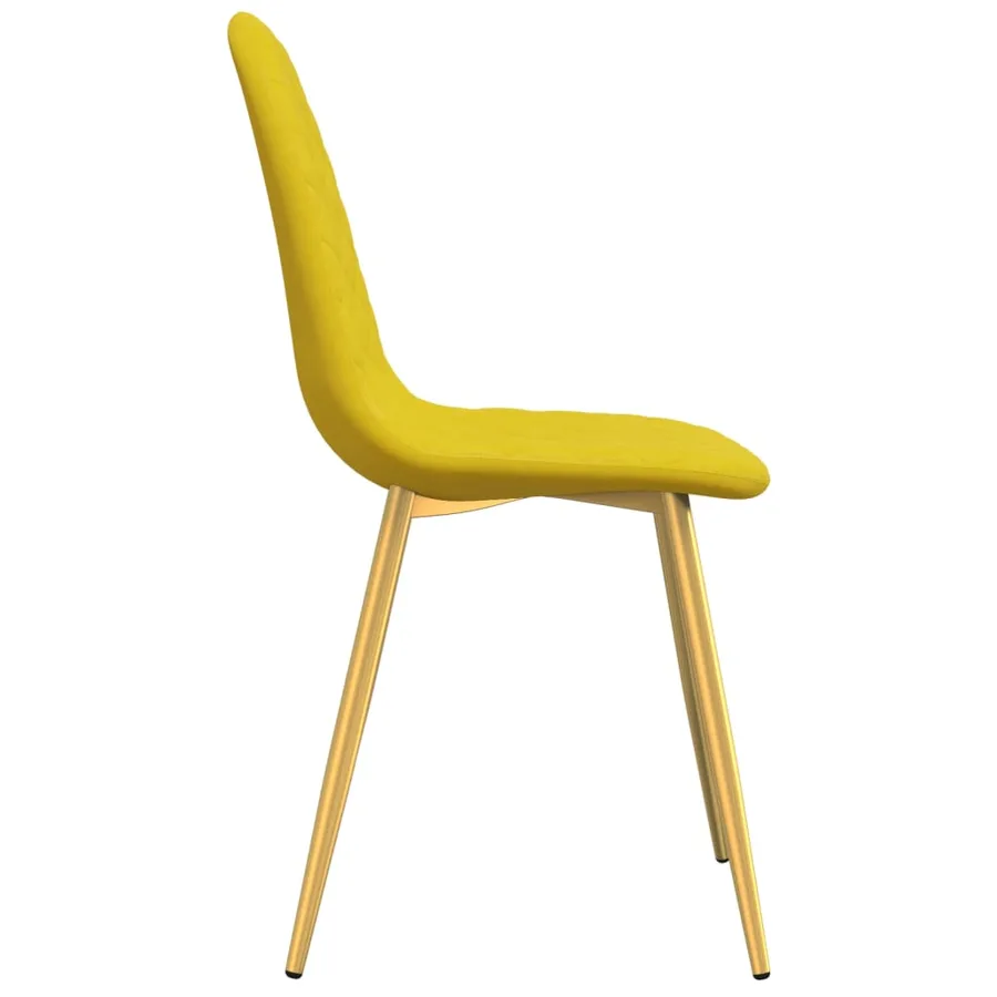 Chaises à manger lot de 2 Jaune moutarde Velours - 5