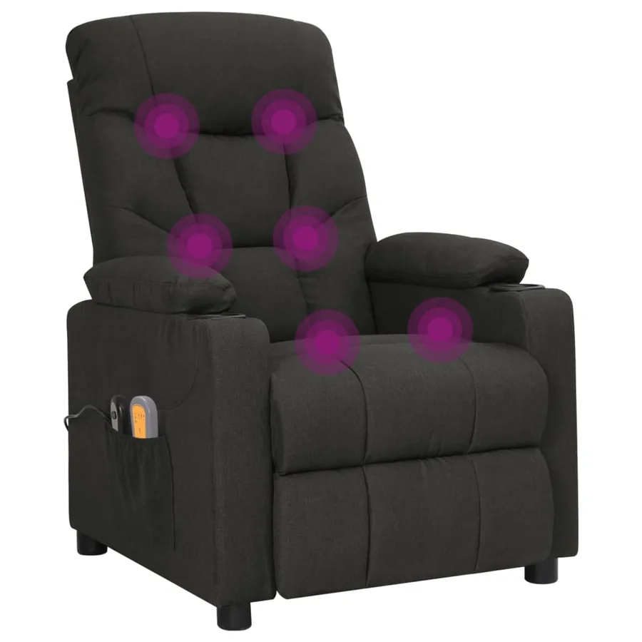 Fauteuil électrique de massage Noir Tissu - 8
