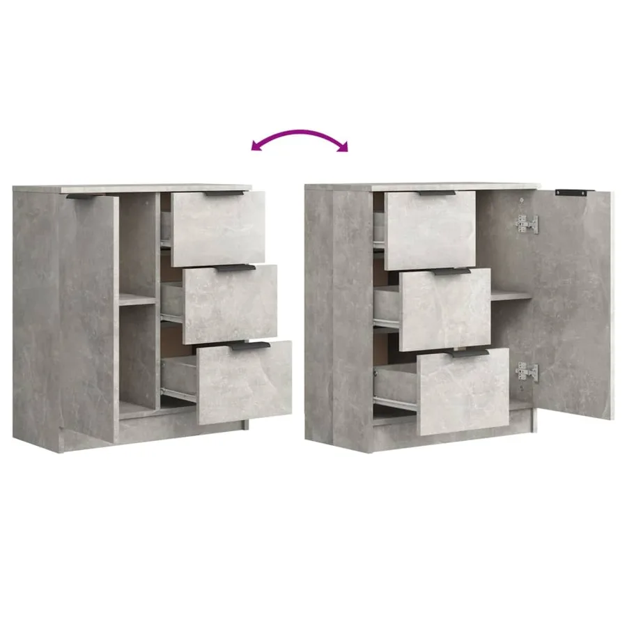 Buffet Gris béton 60x30x70 cm Bois d'ingénierie - 6