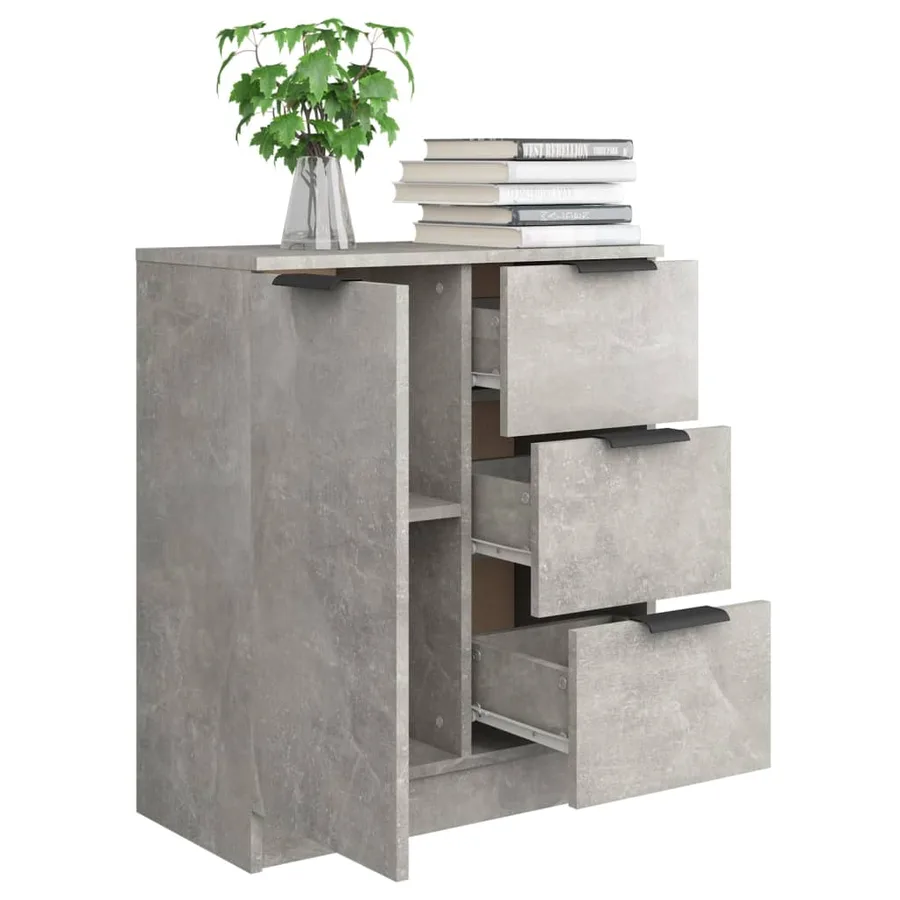 Buffet Gris béton 60x30x70 cm Bois d'ingénierie - 7