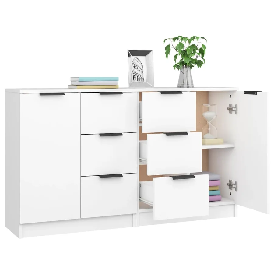 Buffets 2 pcs blanc 60x30x70 cm Bois d'ingénierie - 4
