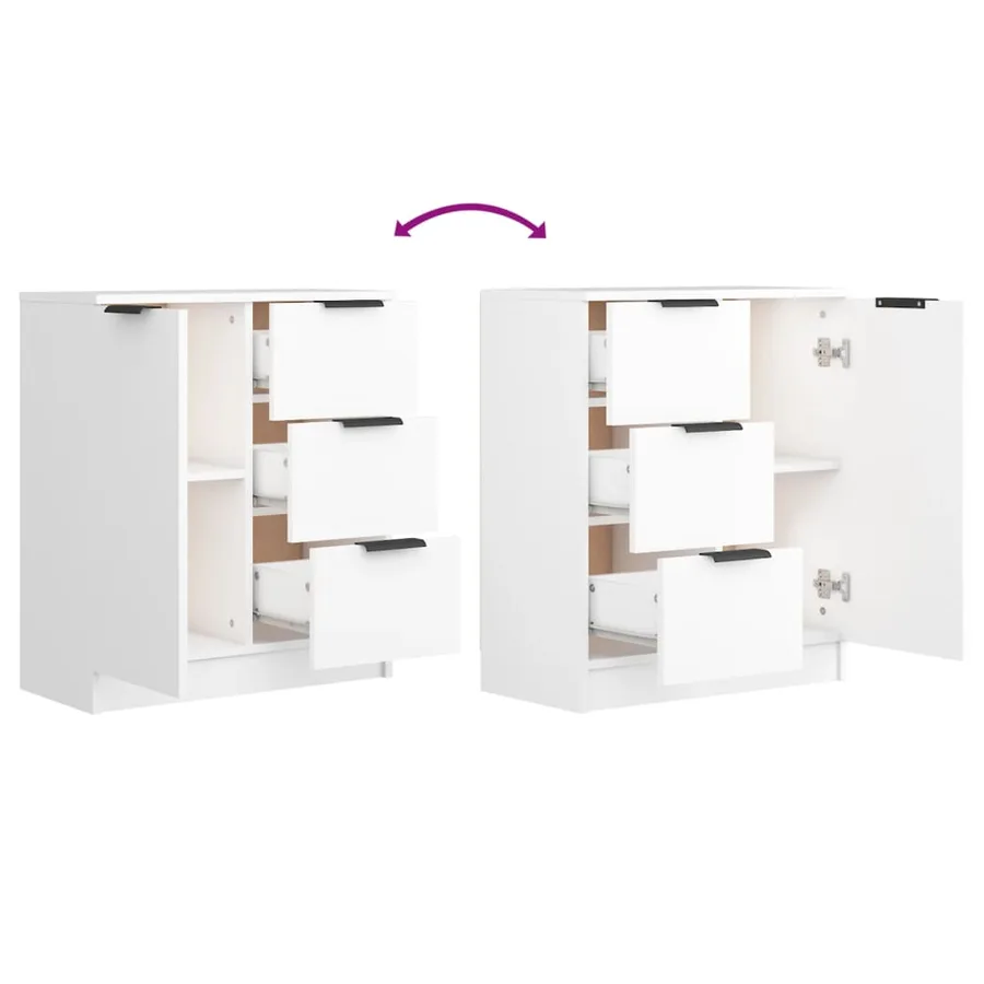 Buffets 2 pcs blanc 60x30x70 cm Bois d'ingénierie - 7