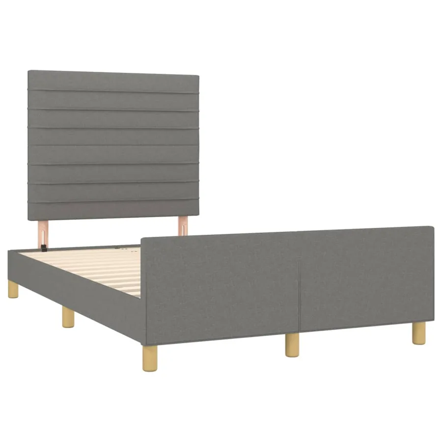 Cadre de lit sans matelas gris foncé 120x200 cm tissu - 4