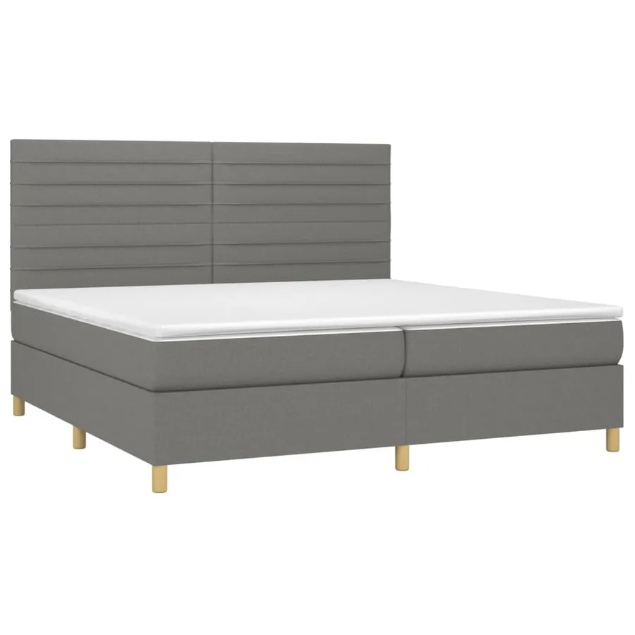 Sommier à lattes de lit et matelas et LED Gris foncé 200x200 cm - 3