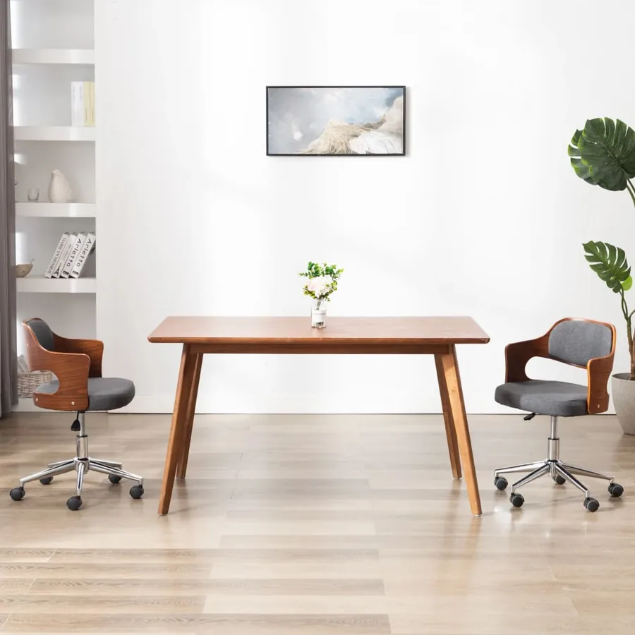 Chaise pivotante à manger Gris Bois courbé et tissu