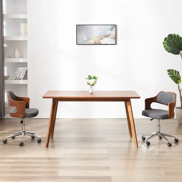 Chaise pivotante à manger Gris Bois courbé et tissu