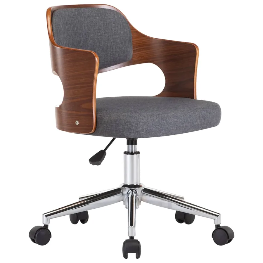 Chaise pivotante à manger Gris Bois courbé et tissu - 2