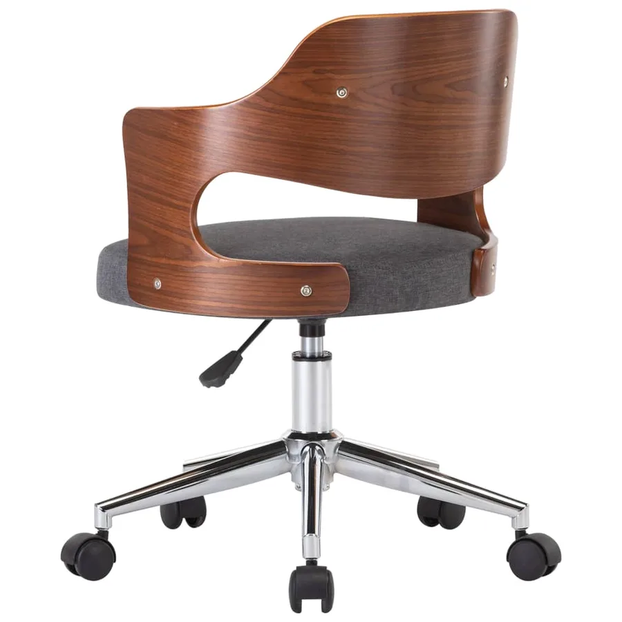 Chaise pivotante à manger Gris Bois courbé et tissu - 4