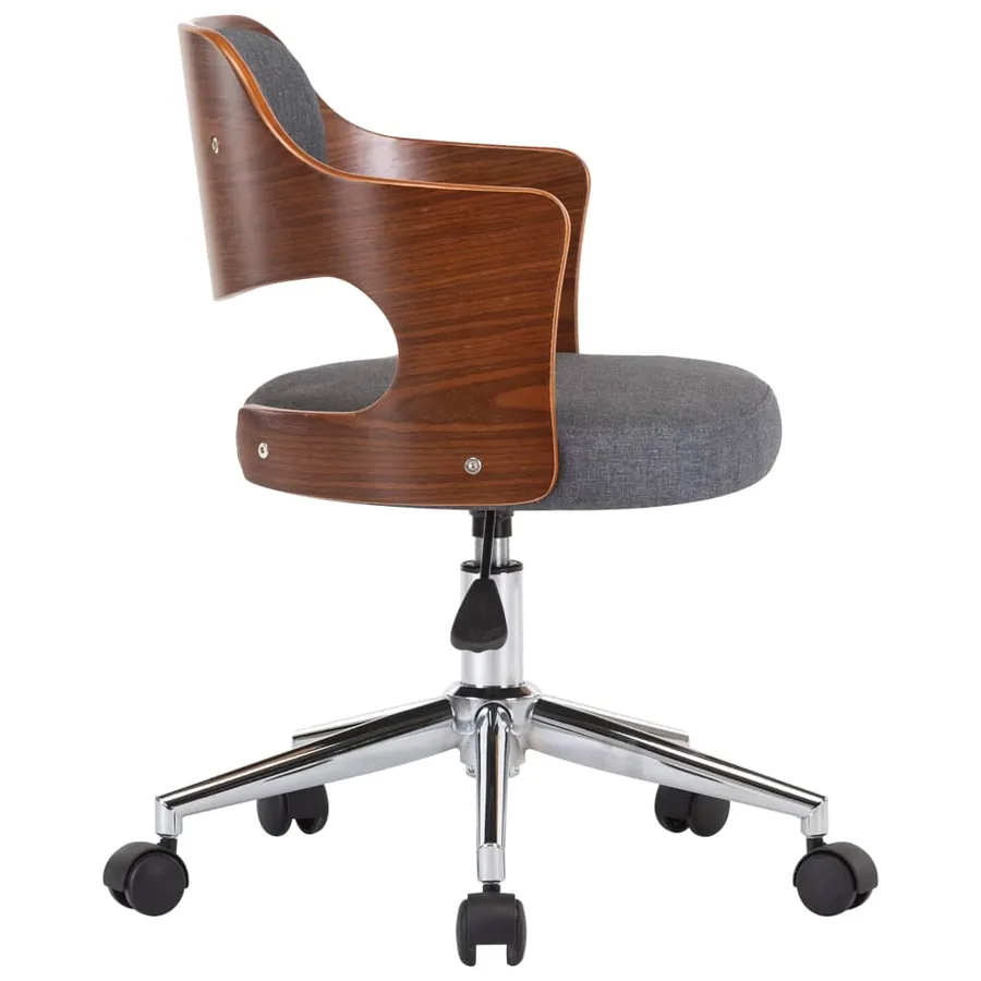 Chaise pivotante à manger Gris Bois courbé et tissu - 5