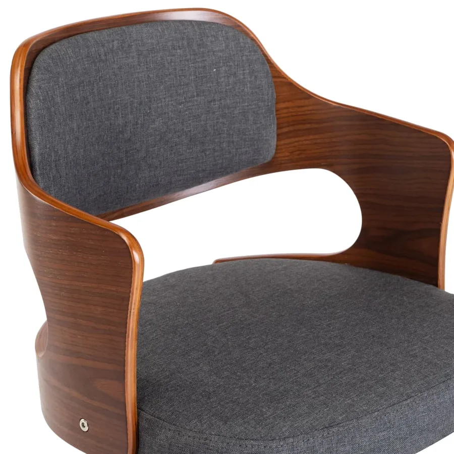 Chaise pivotante à manger Gris Bois courbé et tissu - 7