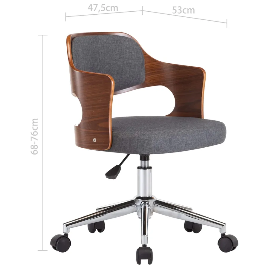 Chaise pivotante à manger Gris Bois courbé et tissu - 9