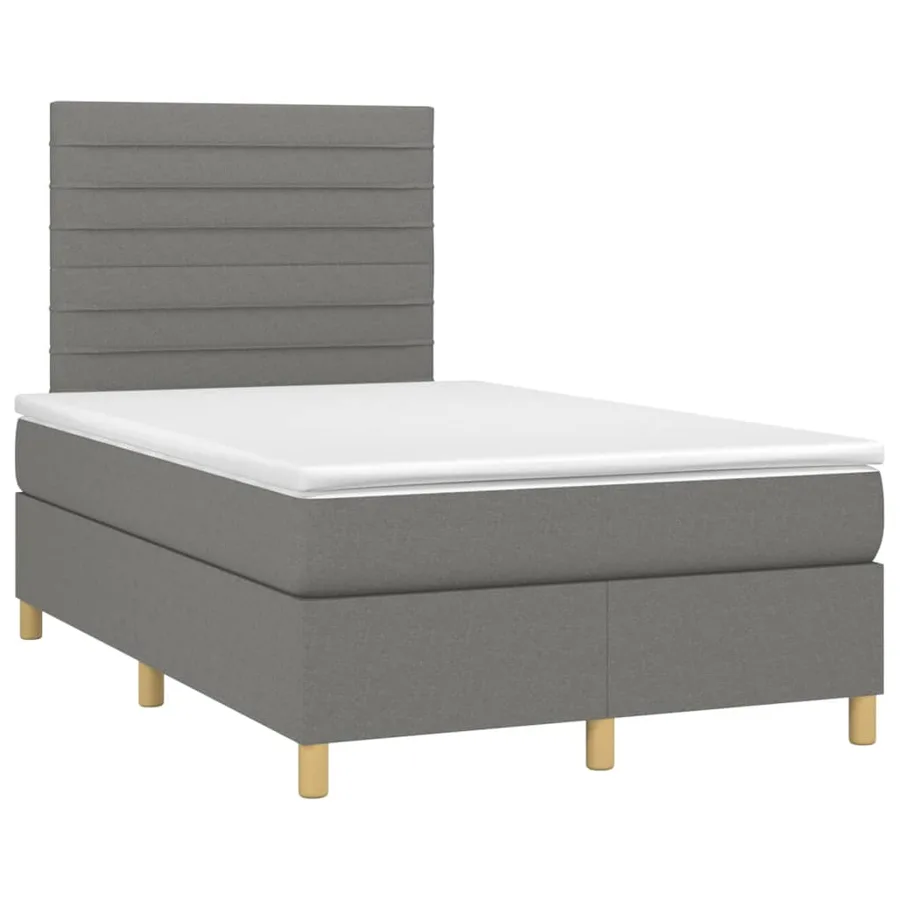 Sommier à lattes de lit et matelas et LED Gris foncé 120x200 cm - 3
