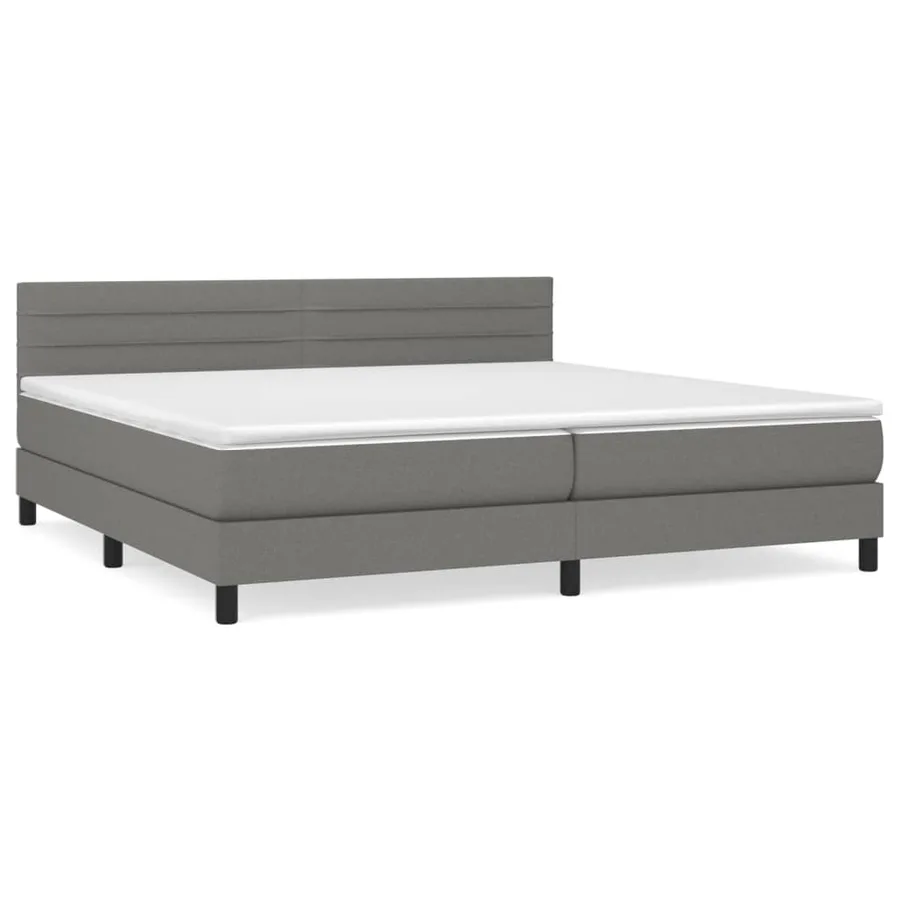 Sommier à lattes de lit avec matelas Gris foncé 200x200cm Tissu - 2