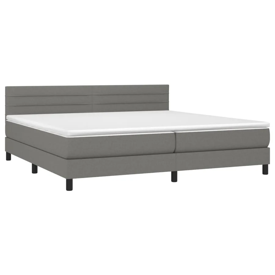 Sommier à lattes de lit avec matelas Gris foncé 200x200cm Tissu - 3