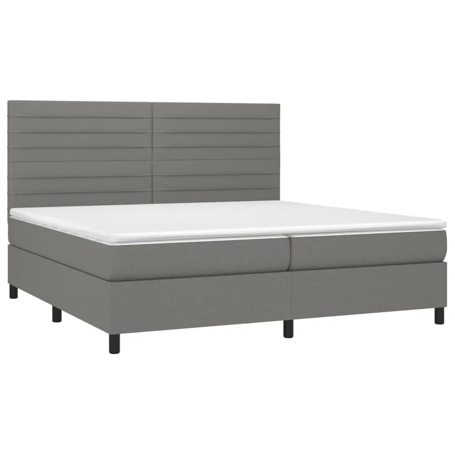 Sommier à lattes de lit avec matelas Gris foncé 200x200cm Tissu - 3