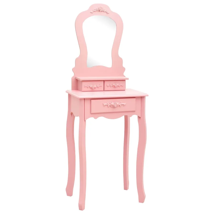 Ensemble de coiffeuse avec tabouret Rose 50x59x136 cm Paulownia - 2