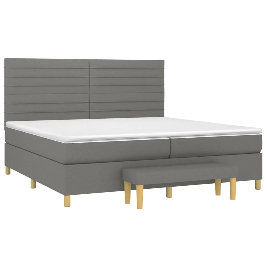 Sommier à lattes de lit avec matelas Gris foncé 200x200cm Tissu - 3