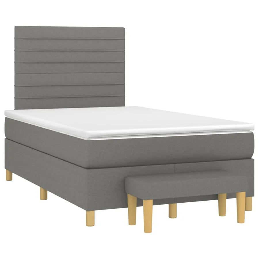 Sommier à lattes de lit avec matelas Gris foncé 120x200cm Tissu - 3