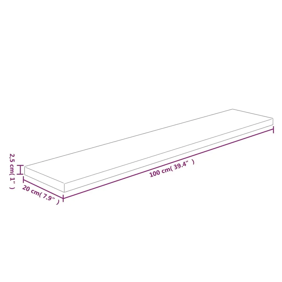 Panneau d'étagère 100x20x2,5 cm Bois de chêne massif non traité - 4