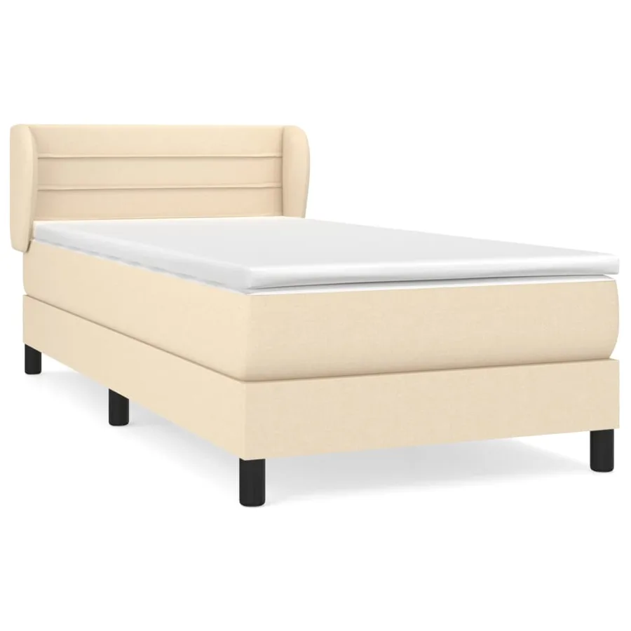Sommier à lattes de lit avec matelas Crème 100x200 cm Tissu - 2