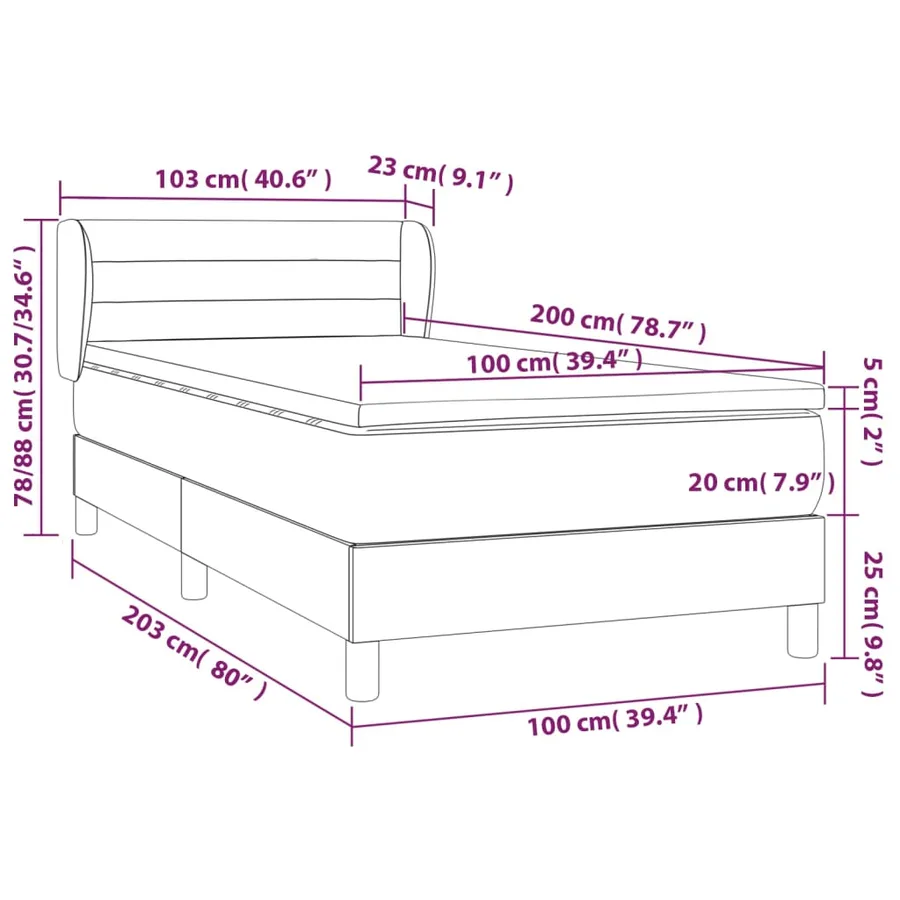 Sommier à lattes de lit avec matelas Crème 100x200 cm Tissu - 7