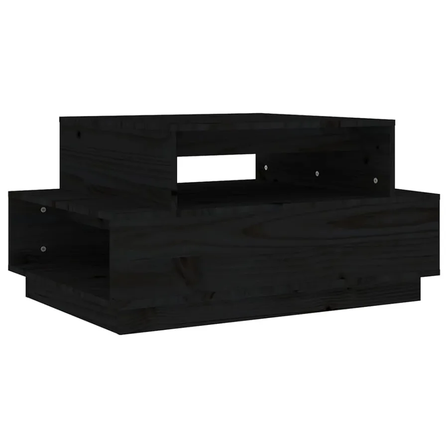 Table basse Noir 80x55x40,5 cm Bois massif de pin - 2