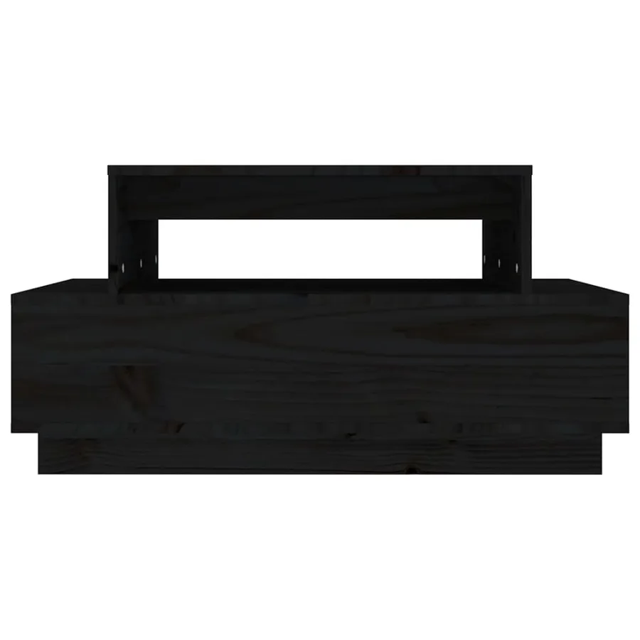 Table basse Noir 80x55x40,5 cm Bois massif de pin - 5