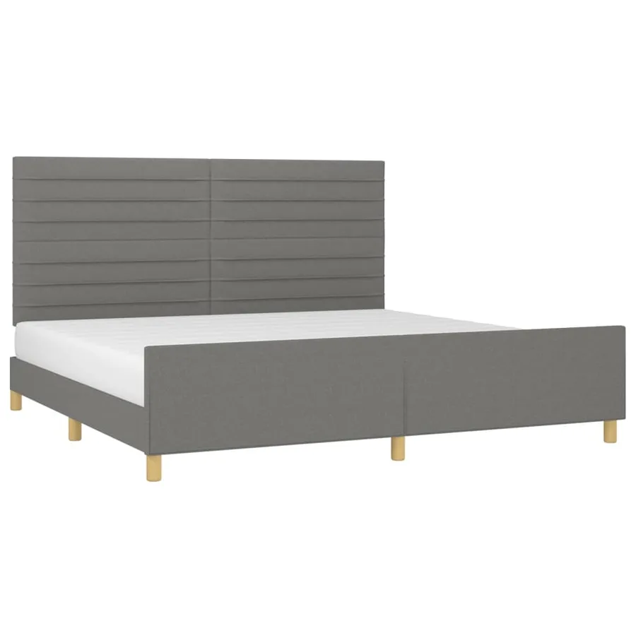 Cadre de lit sans matelas gris foncé 200x200 cm tissu - 3