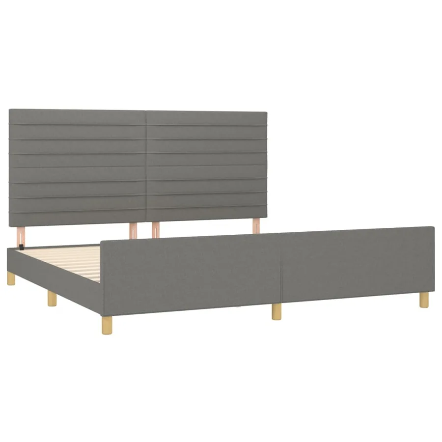 Cadre de lit sans matelas gris foncé 200x200 cm tissu - 4