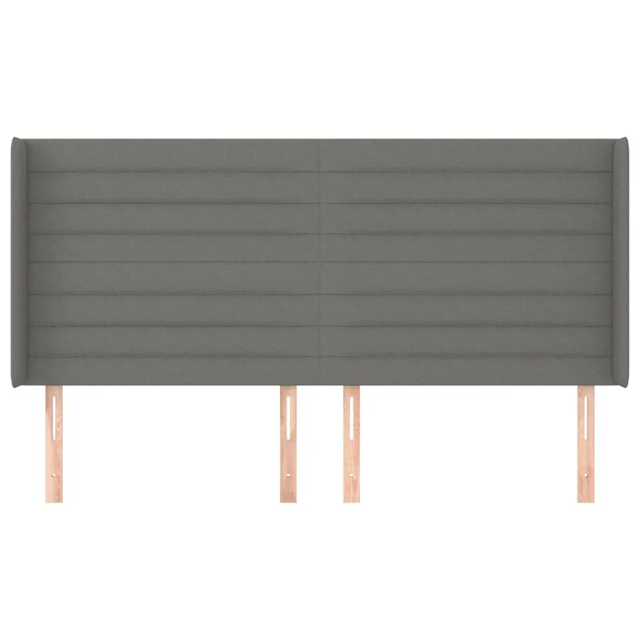Tête de lit avec oreilles Gris foncé 203x16x118/128 cm Tissu - 3