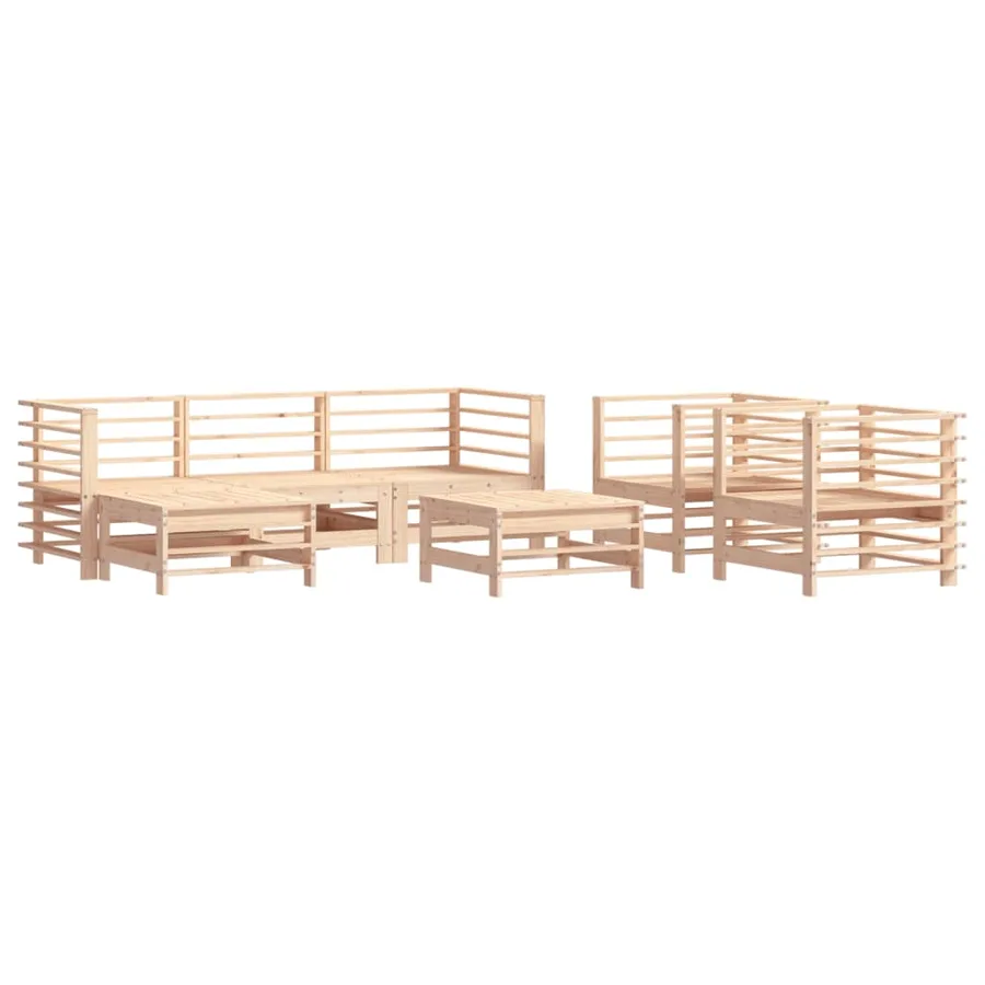 Salon de jardin 7 pcs avec coussins bois massif - 3