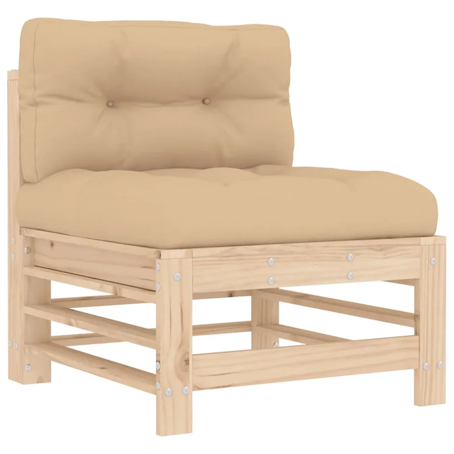 Salon de jardin 7 pcs avec coussins bois massif - 6