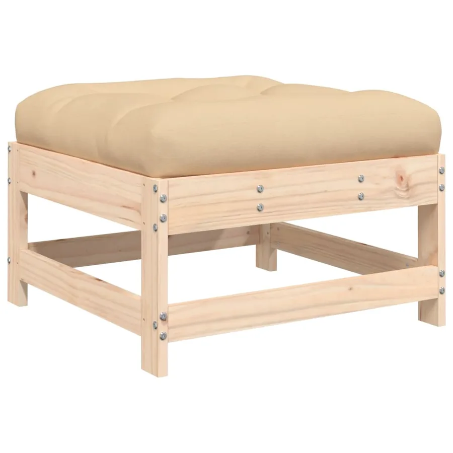 Salon de jardin 7 pcs avec coussins bois massif - 7
