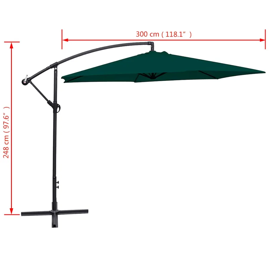 Parasol de jardin en porte-à-faux 3 m vert - 8