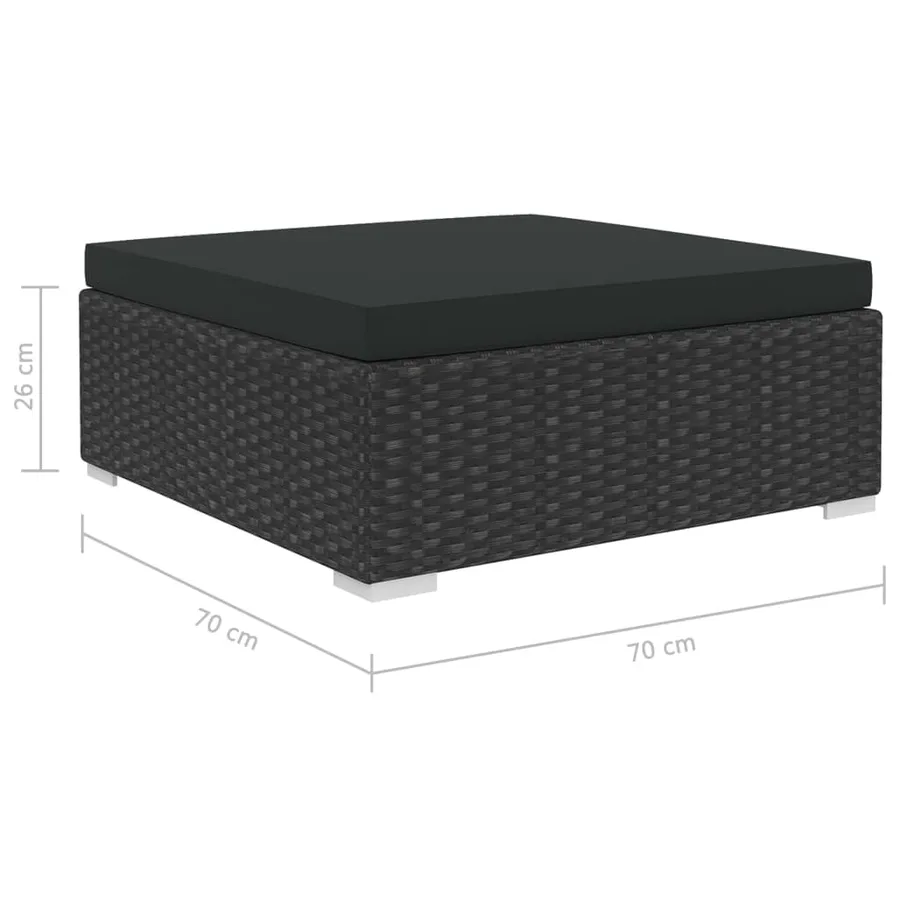 Salon de jardin 10 pcs avec coussins Résine tressée Noir - 10