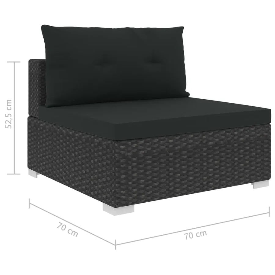 Salon de jardin 10 pcs avec coussins Résine tressée Noir - 11