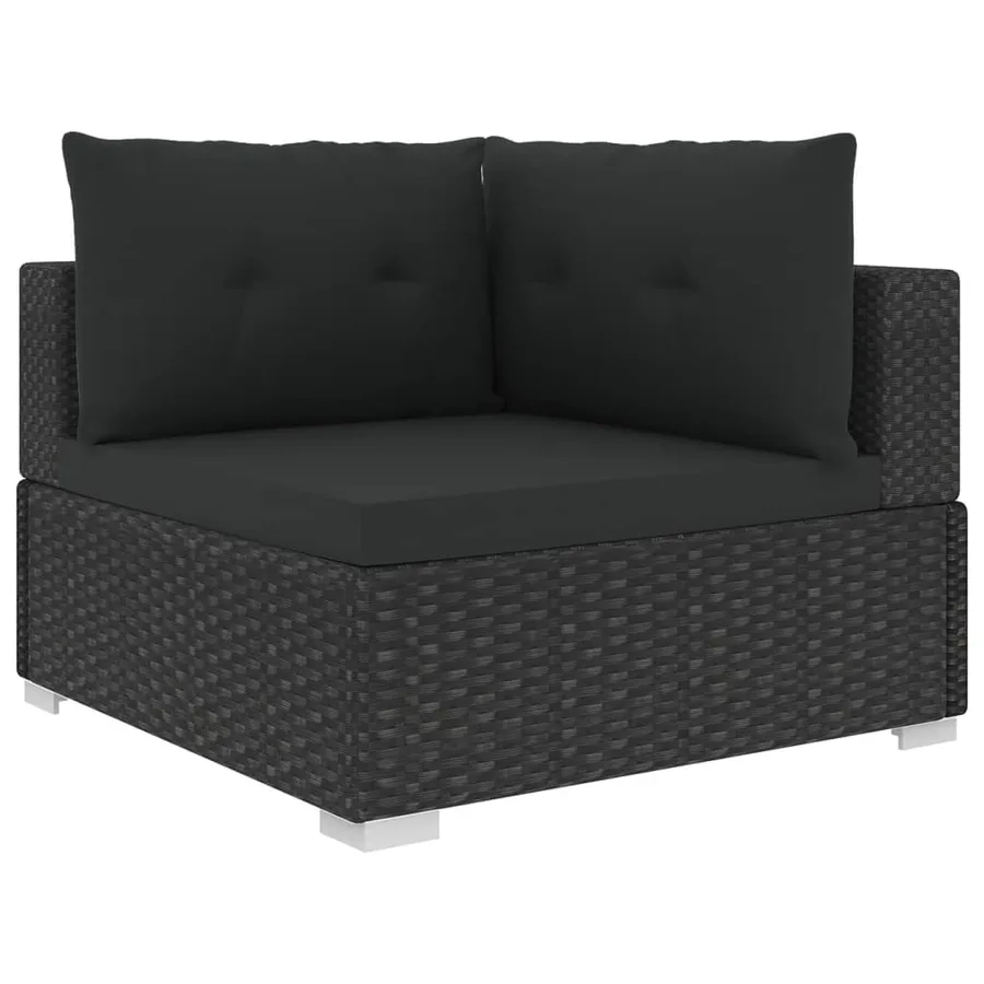 Salon de jardin 10 pcs avec coussins Résine tressée Noir - 4
