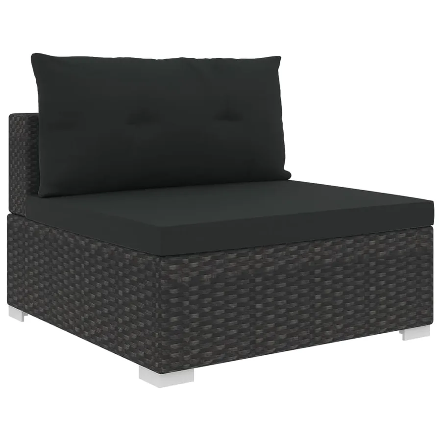 Salon de jardin 10 pcs avec coussins Résine tressée Noir - 6
