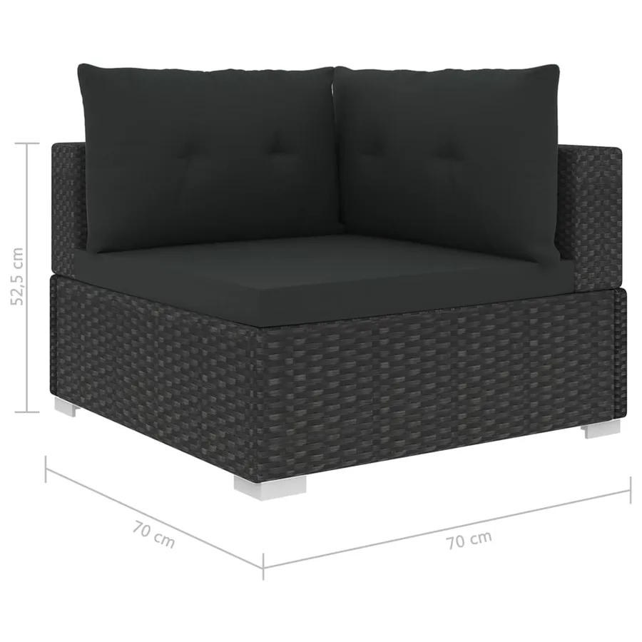 Salon de jardin 10 pcs avec coussins Résine tressée Noir - 9