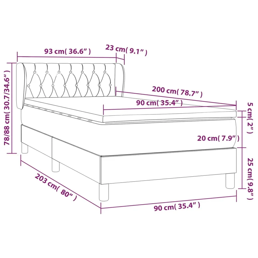 Sommier à lattes de lit avec matelas Marron foncé 90x200 cm - 7