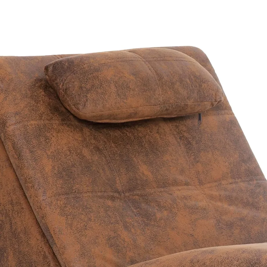 Chaise longue de massage avec oreiller Marron Similicuir daim - 6