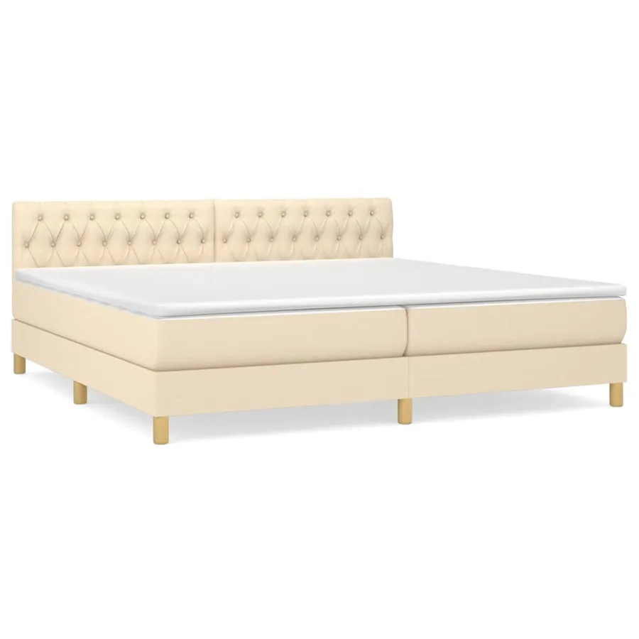 Sommier à lattes de lit avec matelas Crème 200x200 cm Tissu - 2