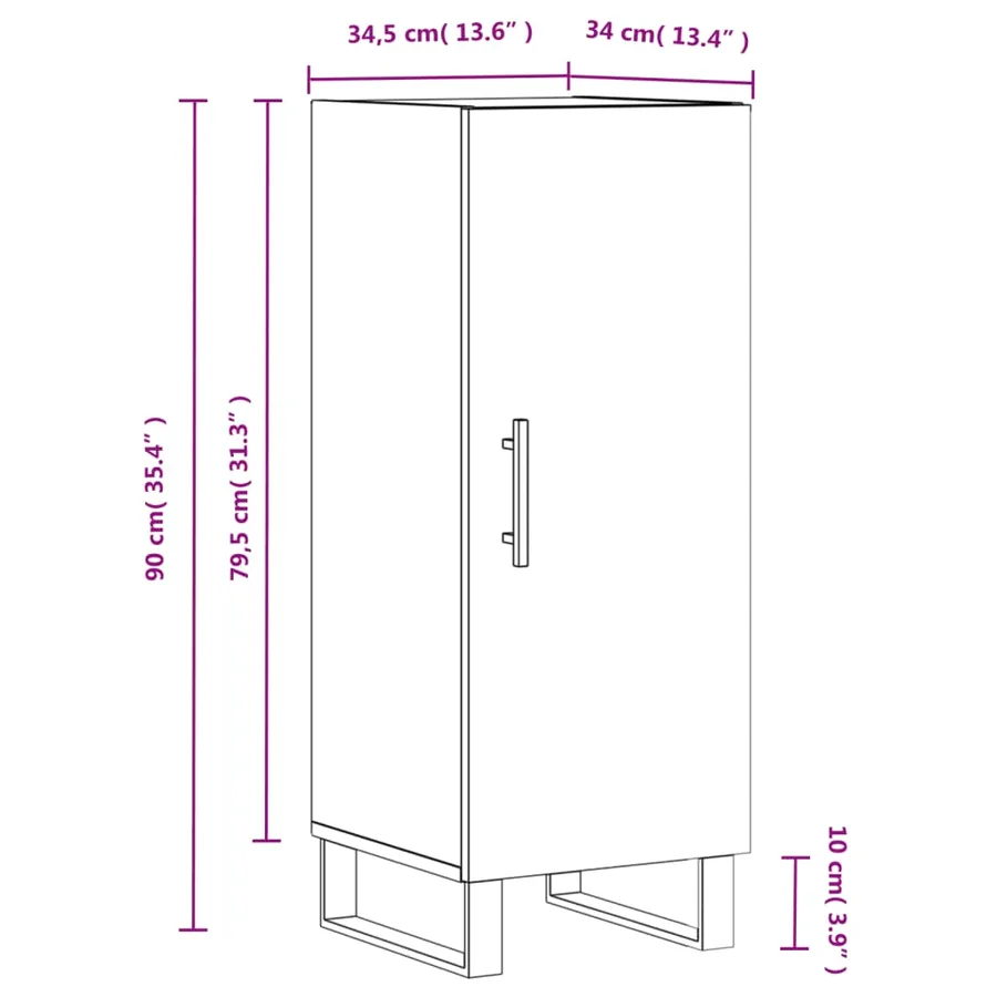 Buffet blanc 34,5x34x90 cm bois d'ingénierie - 13