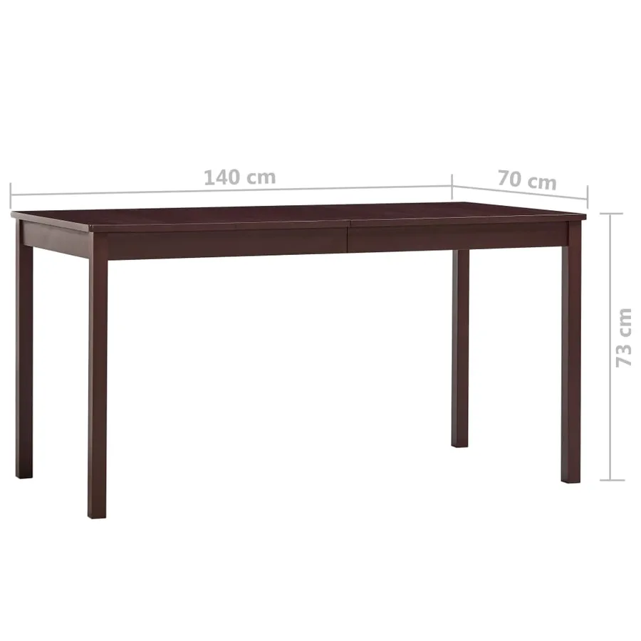 Table à manger Marron foncé 140x70x73 cm Bois de pin - 6