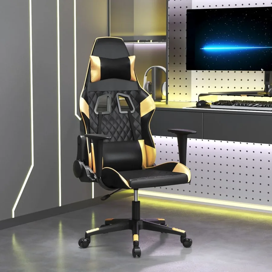 Chaise de jeu Noir et doré Similicuir