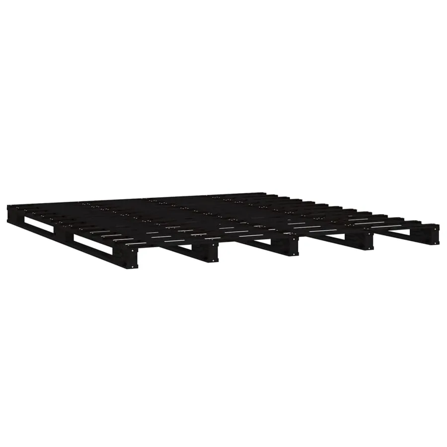 Lit de palette sans matelas noir 140x190 cm bois massif - 4