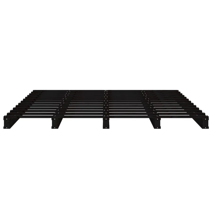 Lit de palette sans matelas noir 140x190 cm bois massif - 5