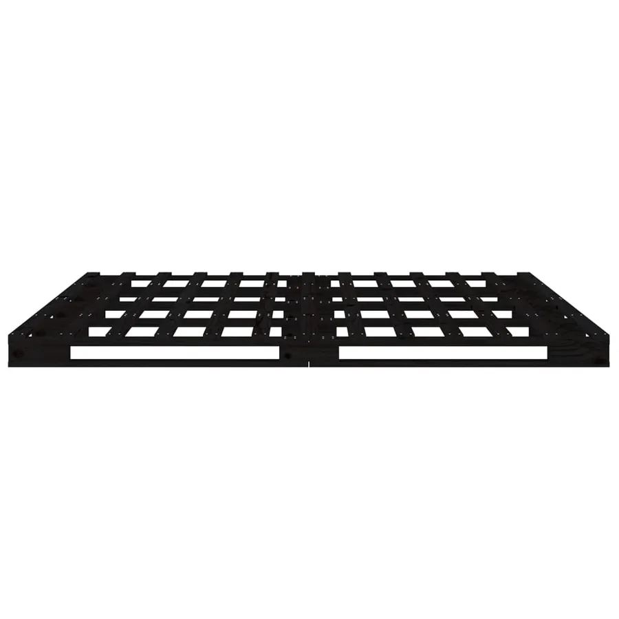 Lit de palette sans matelas noir 140x190 cm bois massif - 6